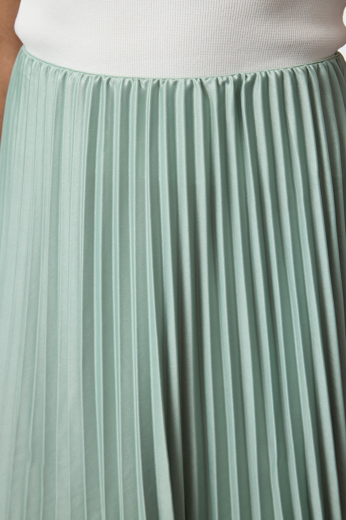 Trendyolmilla  Mint Piliseli Mini Skater Esnek Örme Etek TWOSS24ET00215 - Görsel 4