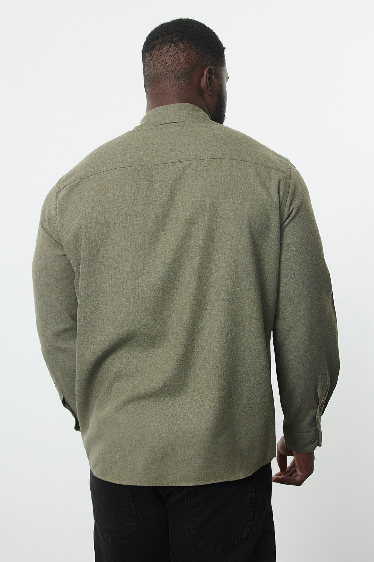 Trendyol Collection-Khaki Regular Fit Winter Lumberjack Flannel Shirt - Plus Size Tmnaw25Ax00004 5