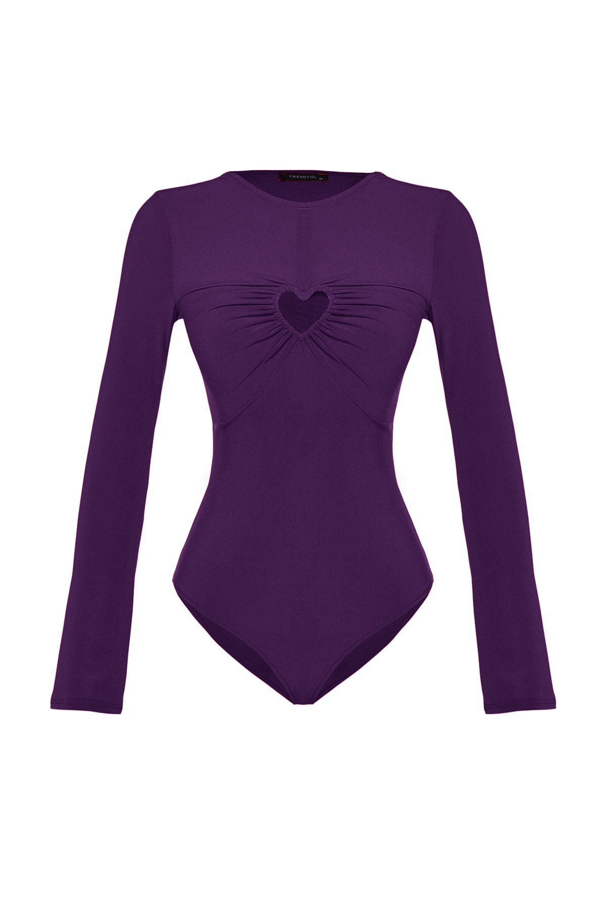 Trendyol Collection-Purple Knitted - Cut Out Detailed Heart Window Body Tpraw23bd00059 6