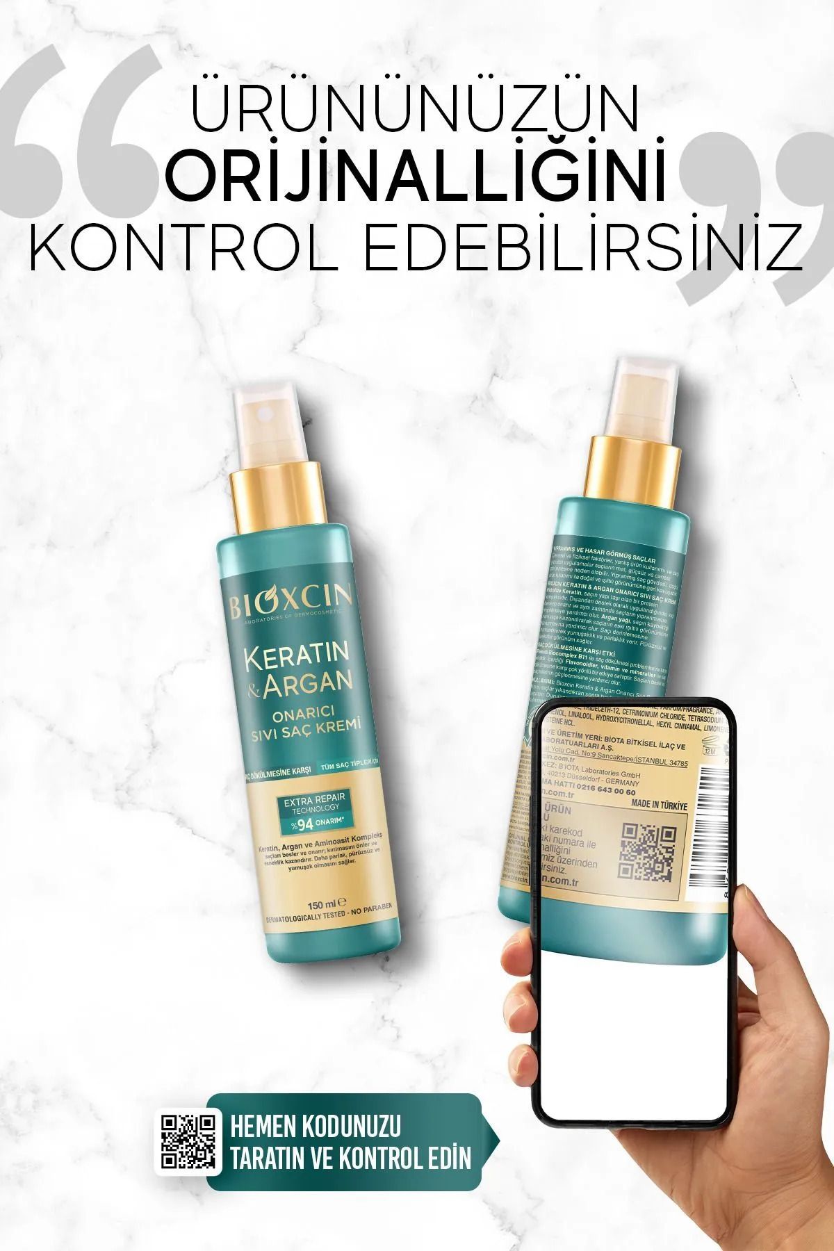 Bioxcin-150 ml Keratin and Argan Repair Hair care cream - Damaged and Sensitive Hair 5 Pack 6