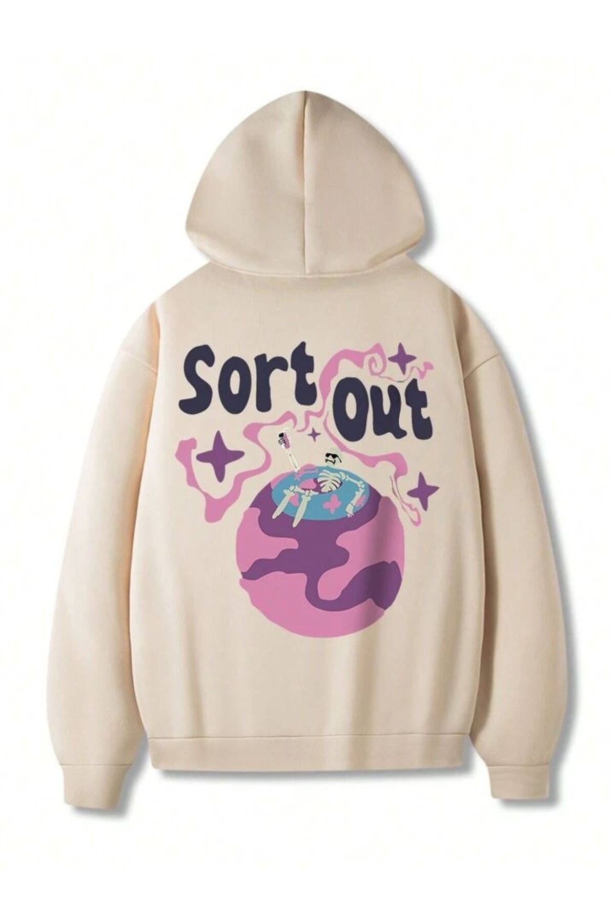 AFROGİYİM-Unisex Sort Out Front Back Back Printed Oversize Hoodie 4