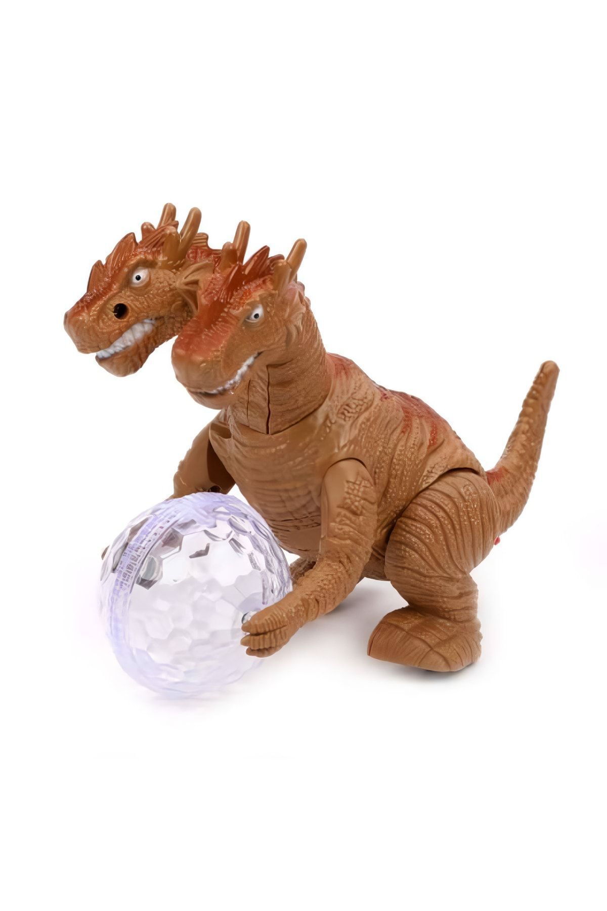 e-life-T-rex Walking Double Headed Dinosaur Toy with LED Lights, Real Looking Sound, Turns When Hit, Ball Walking 2