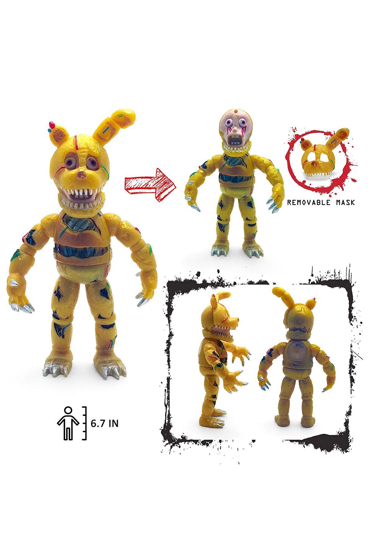 e-life-Five Nights At Freddy's Fnaf Masked Lighted Jointed Character Toy Set Jeremy & Springtrap 2