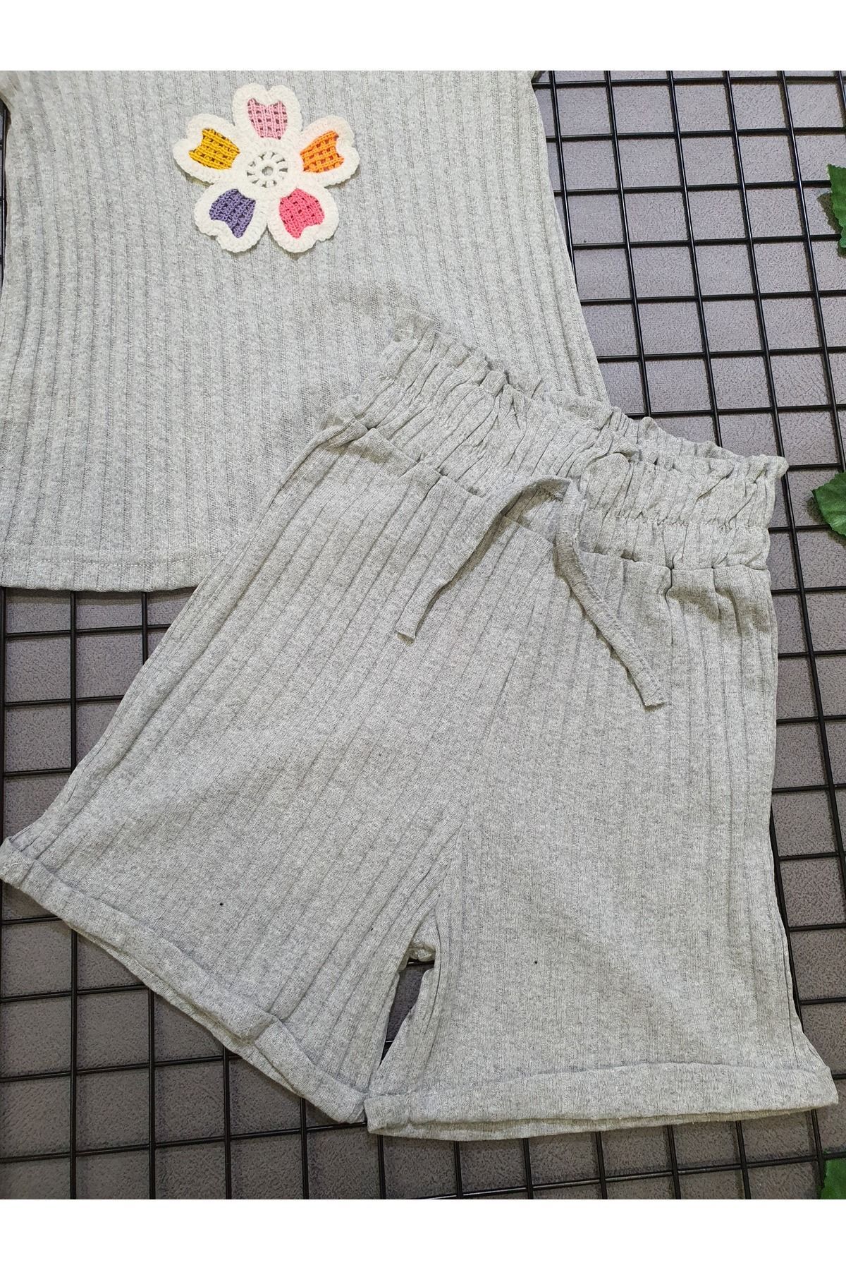 Kamex-Anthracite Daisy Embroidered Children's Set 3