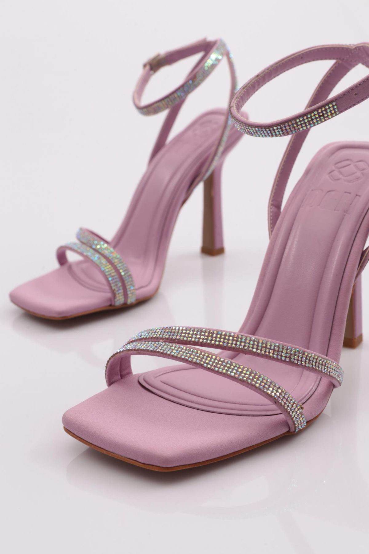 DGN-2026 Women's - Silver Jewelled Ankle Belt Lace-Up Heeled Sandals 4