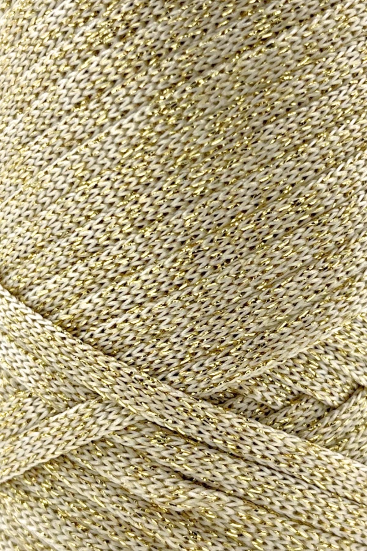 SENSY-Premium 200g Glitter Polyester Ribbon - Macrame String, Supla String and Bag Thread Ecru 2