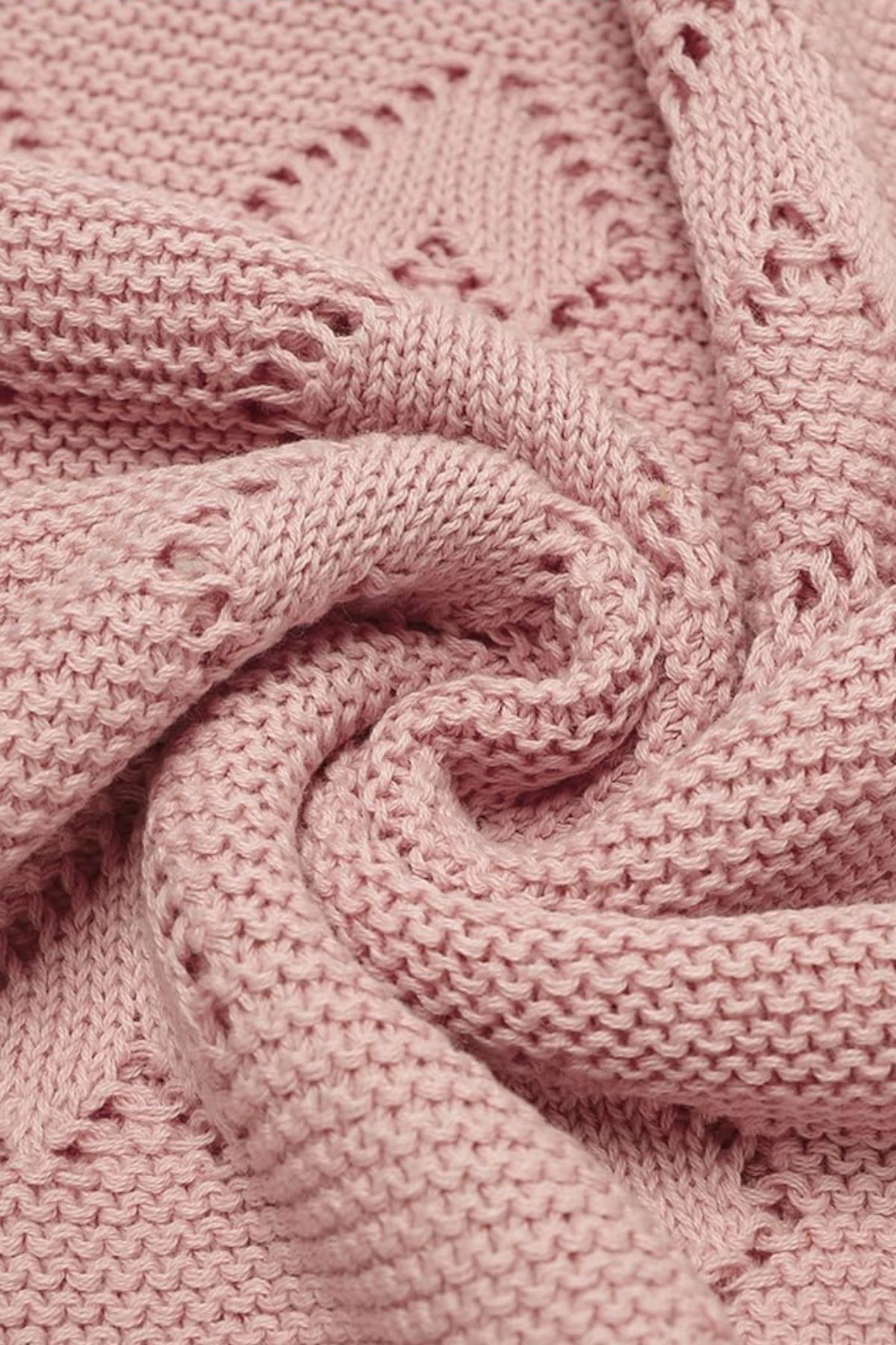 Battani.Co Kız Ve Erkek Bebek Için Triko Örgü Bebek Battaniyesi 85cm X85cm Basic Kalpler fotoğrafı 3 (önizleme)