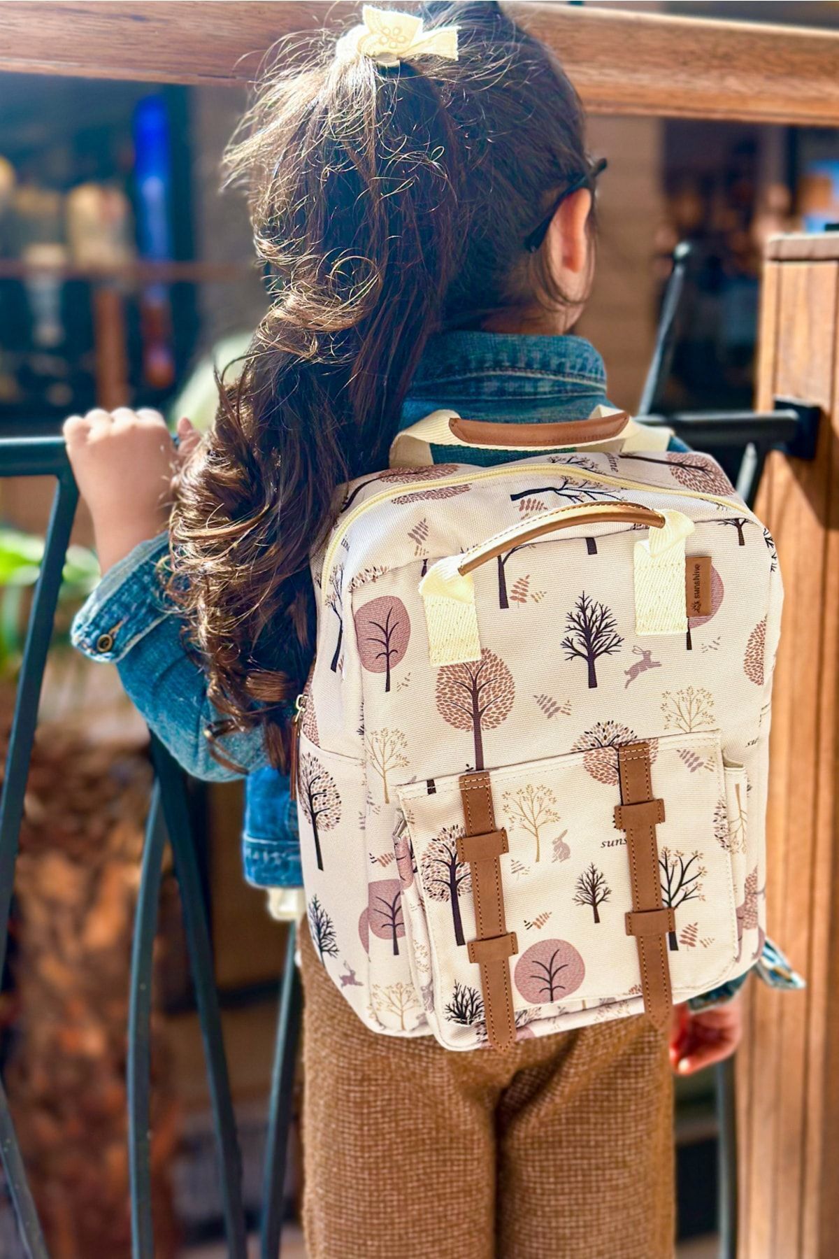 Sunshine Ağaç Tavşan Desen Anaokulu Kreş Günlük Kullanım Çocuk Sırt Çantası Bebek Çantası Suluk Gözlü fotoğrafı 4 (önizleme)