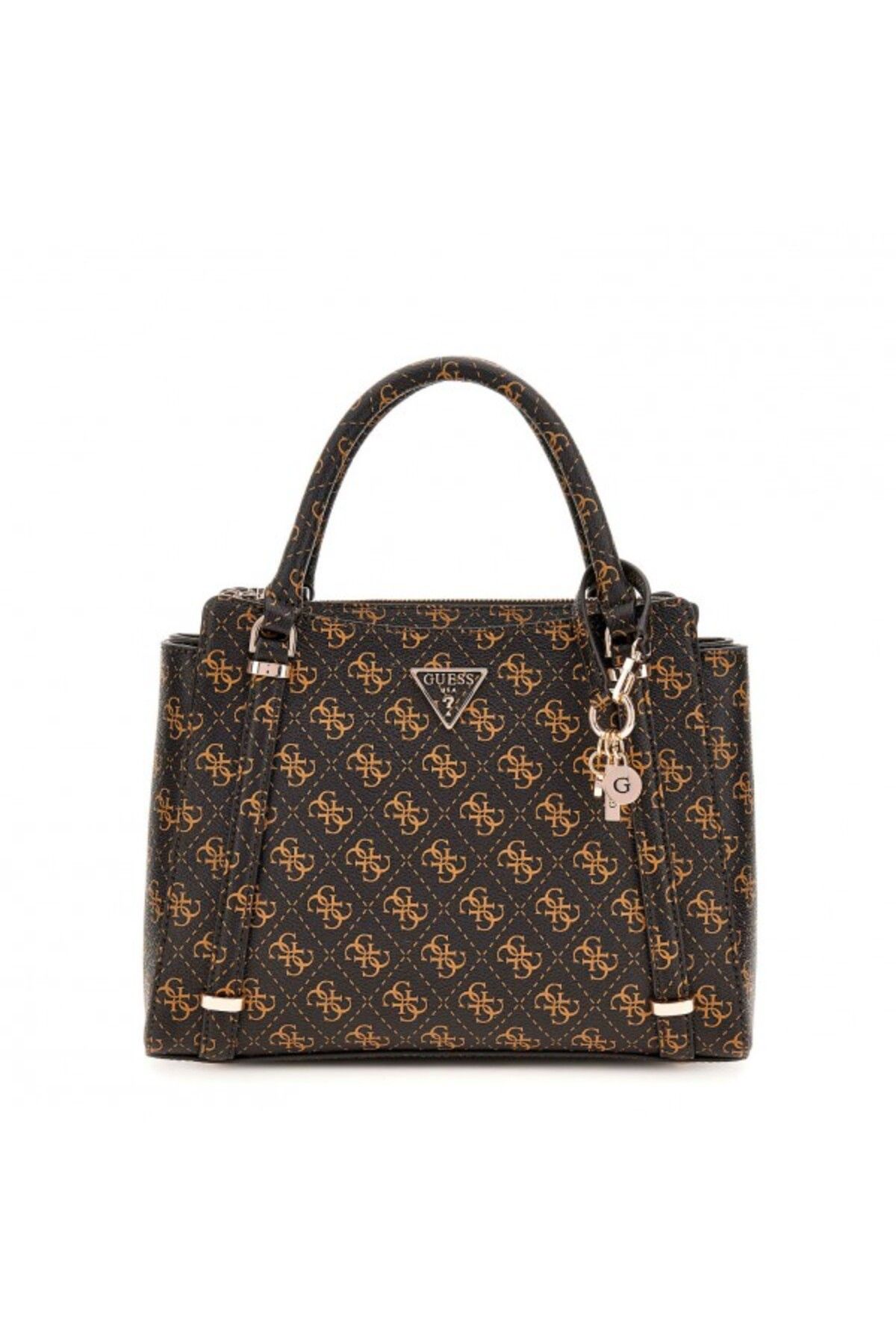 کیف شانه قهوه ای زنانه با لوگوی برند و بند شانه قابل تنظیم HWEQG9 51006-BNL Guess