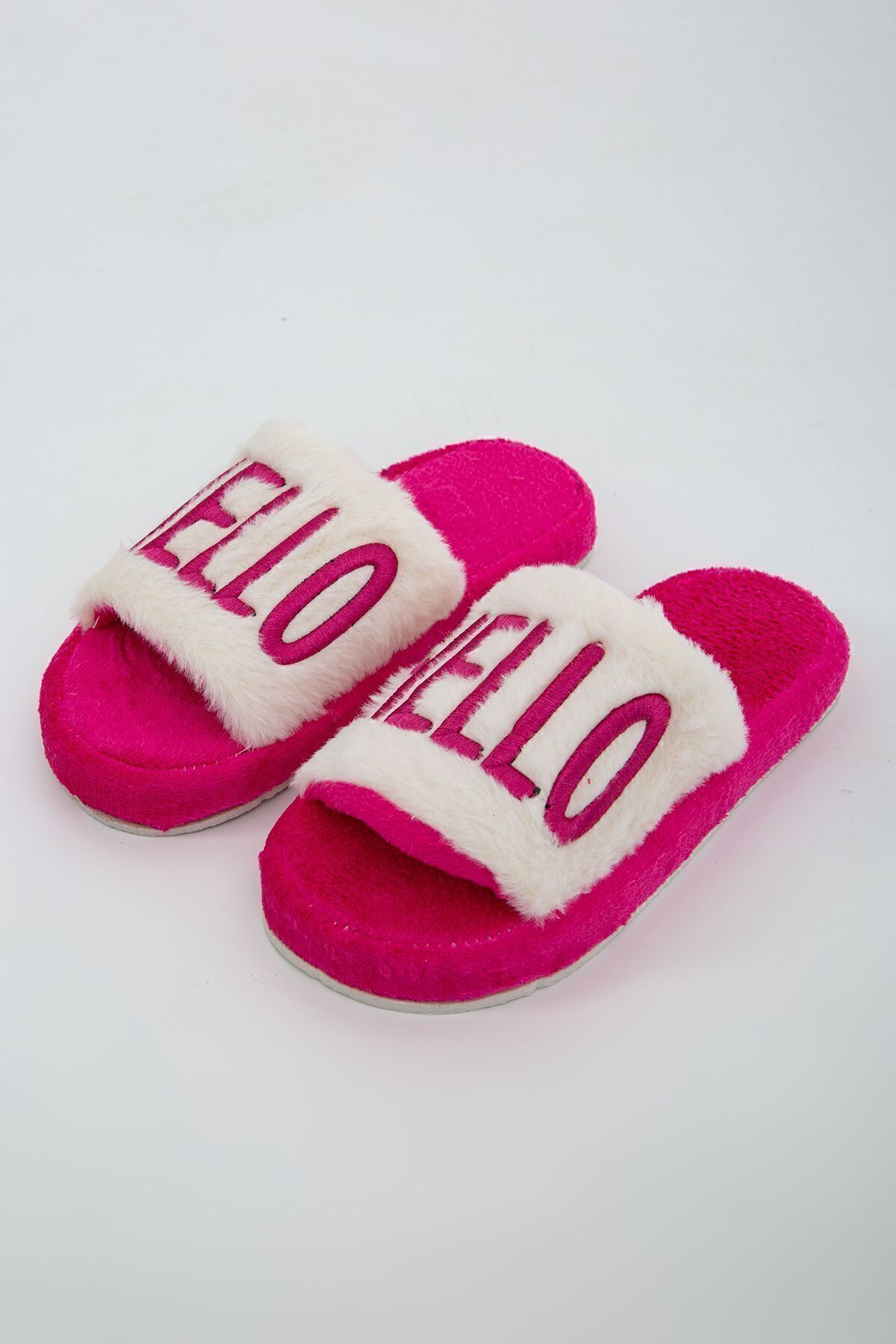Moda Devrin-Fuchsia Hello Fleece Inner Lining Silent Sole Winter House Slippers 7