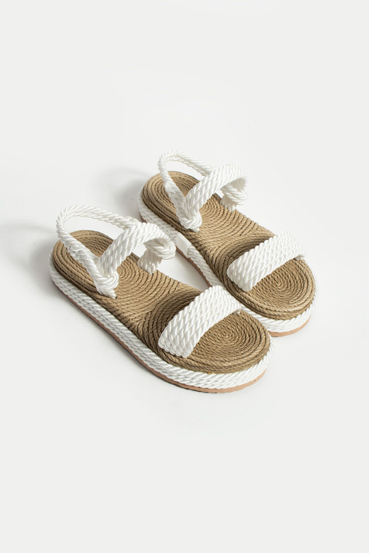 Moda Devrin-Single Strap White Straw Sandals 7