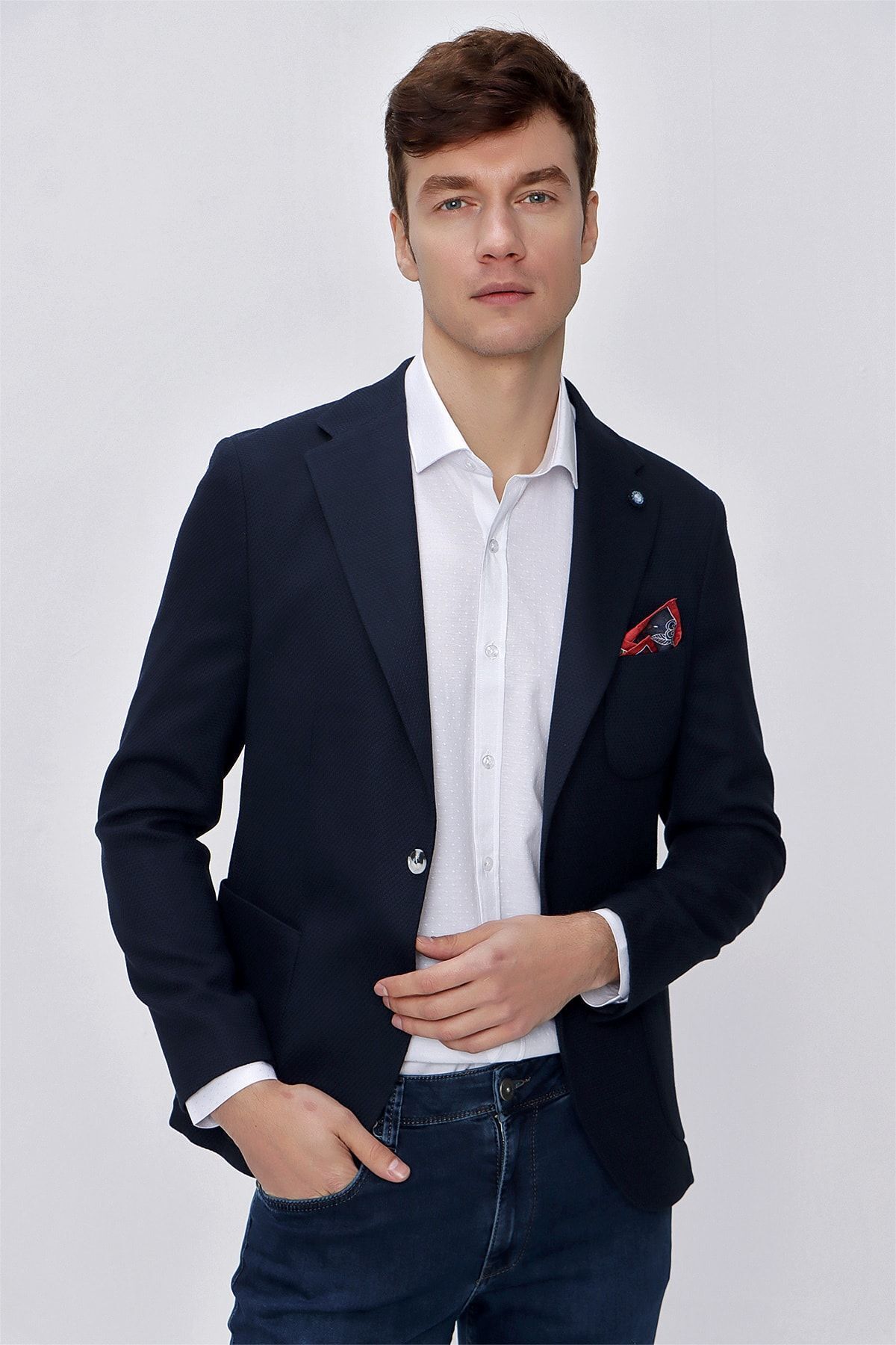 ژاکت مردانه آبی سرمه ای Morven | 23MS002016 اورجینال - تصویر 3