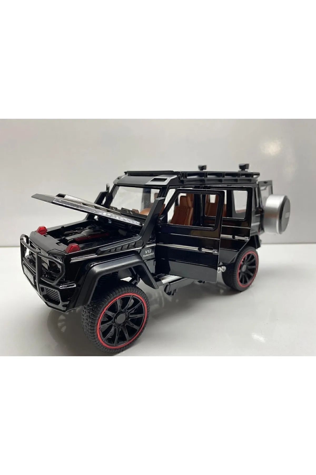 Hepsilazım Mercedes G Jip Diecast Metal Model Oyuncak Araba 23 Cm Sesli Işıklı Kaput Bagaj Kapılar Açılabilen