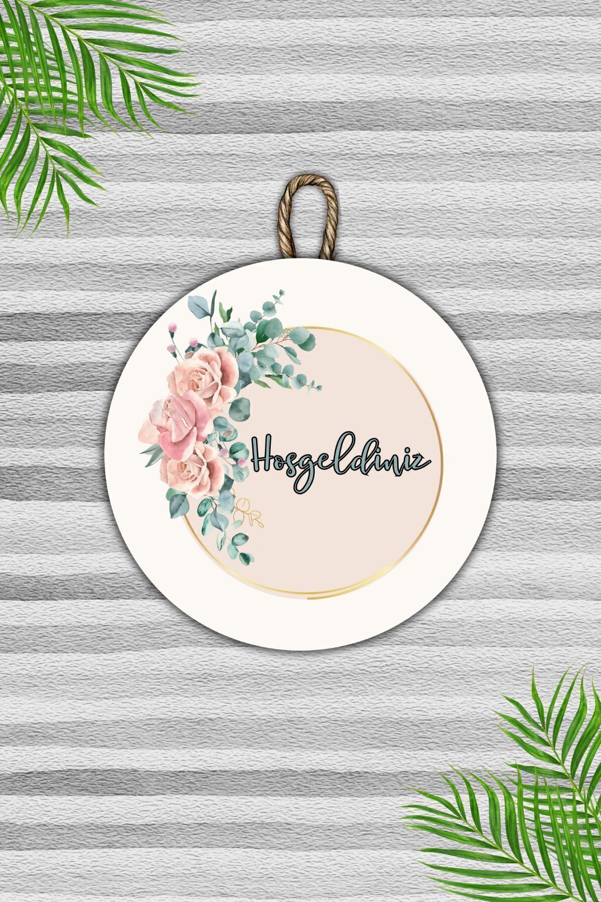 Modern Digital Print Door Ornament - Welcome Pink Flower - Decoration Door Ornament