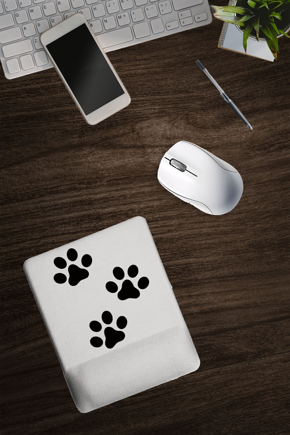Dormot Home-White Background Triple Paw - Modern Digital Printed Square Wrist Mouse Pad 2