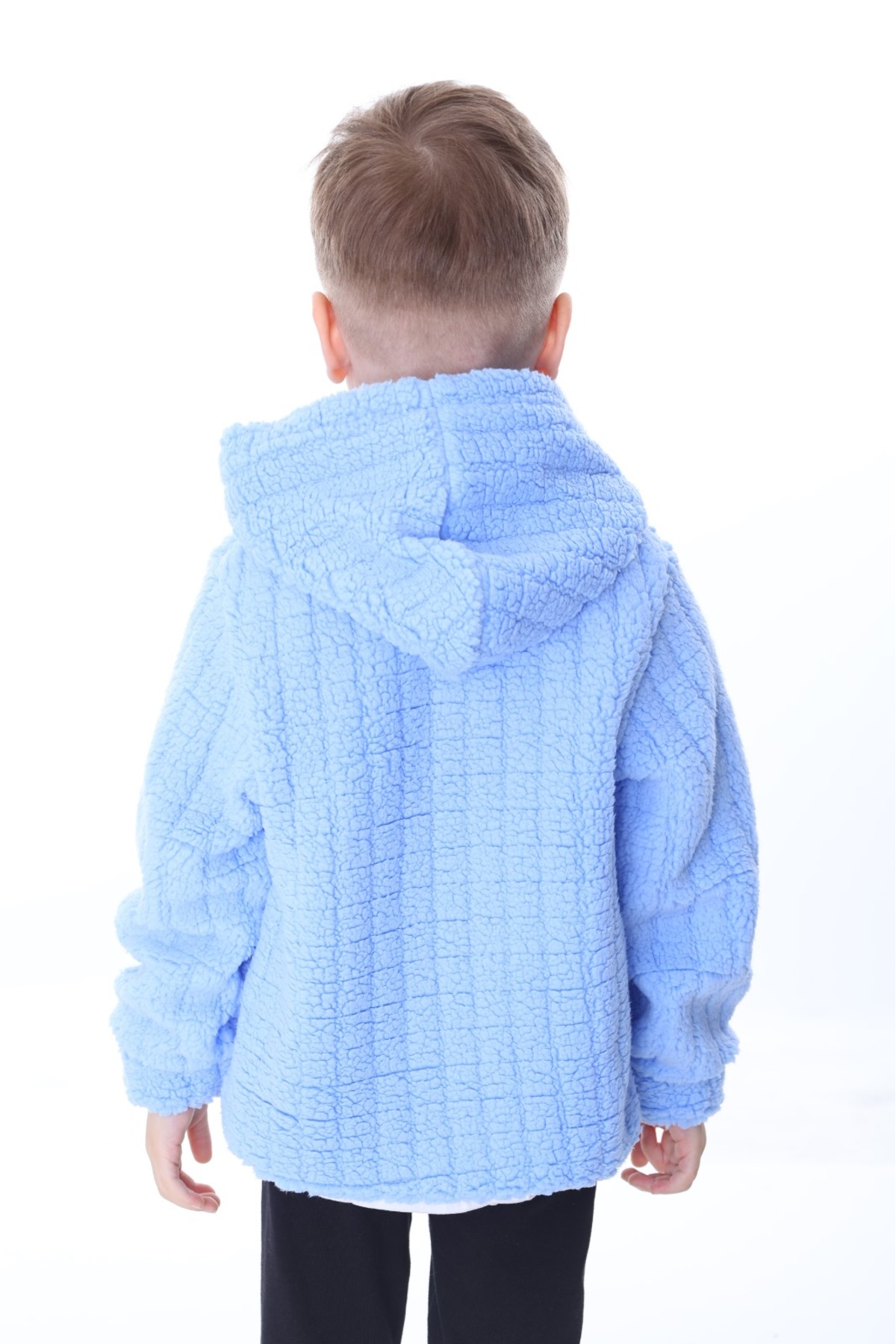 aden kids 1-5 Yaş Mavi Peluş Krokodil Desenli Çocuk Hırka - Kareli, Fermuarlı Ve Iç Astarlı fotoğrafı 2 (önizleme)