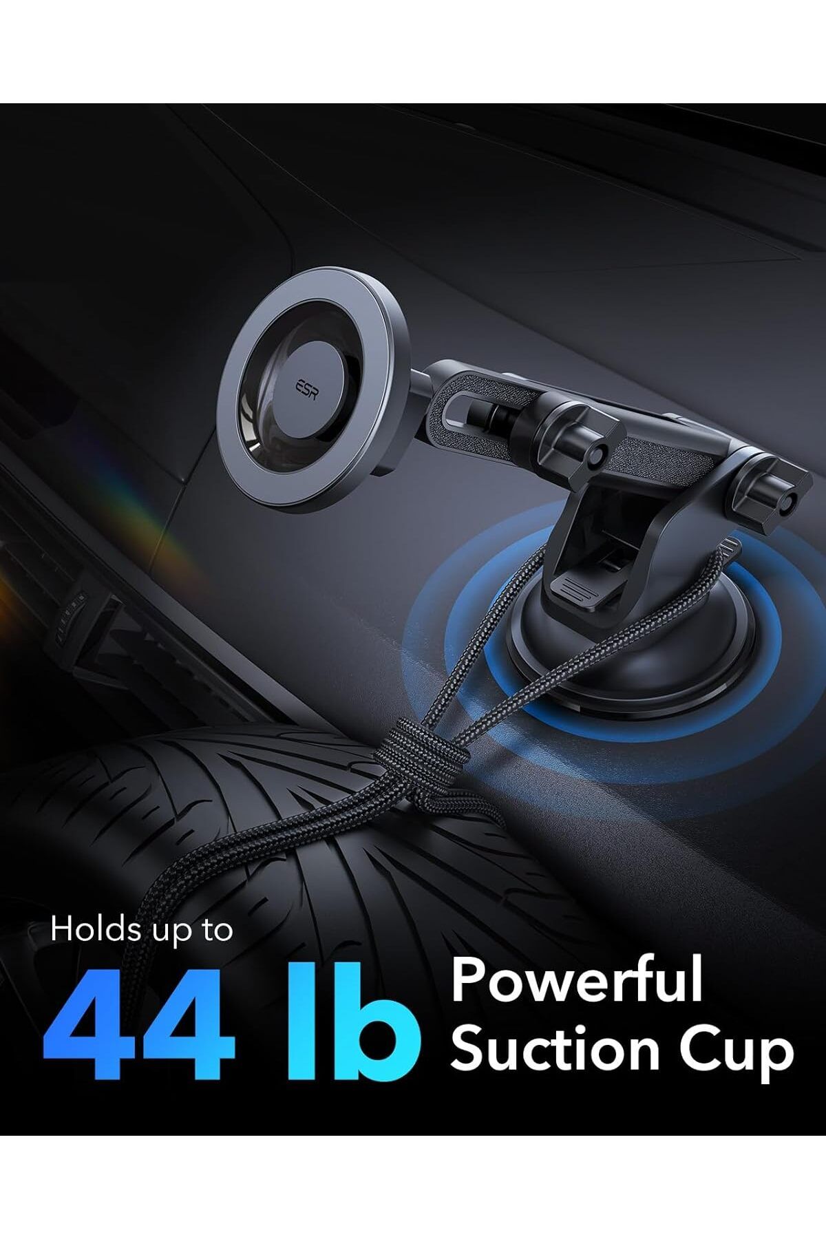 ESR-HaloLock Dashboard Car Mount for MagSafe,Compatible with iPhone 15/14/13/12 Series,Non-Charging,Grey 6