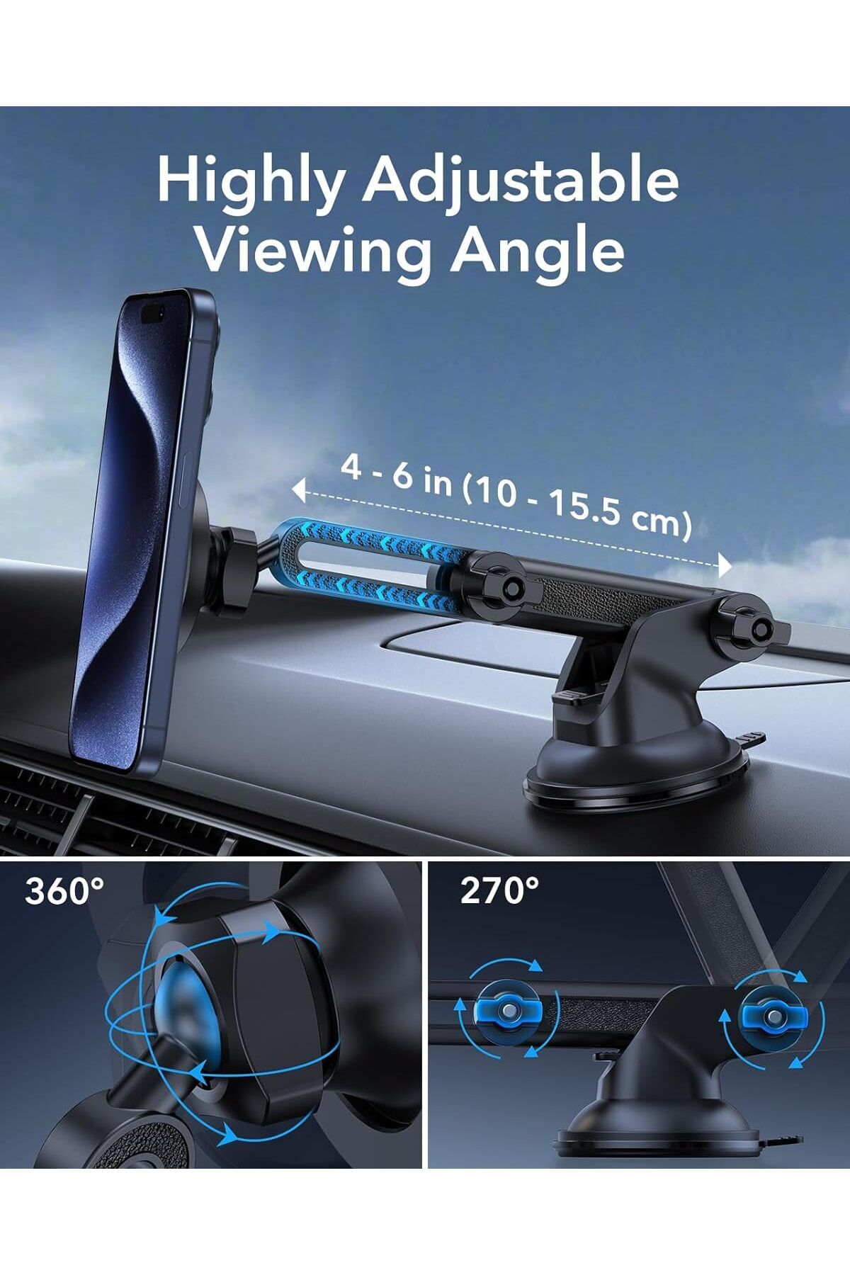 ESR-HaloLock Dashboard Car Mount for MagSafe,Compatible with iPhone 15/14/13/12 Series,Non-Charging,Grey 5