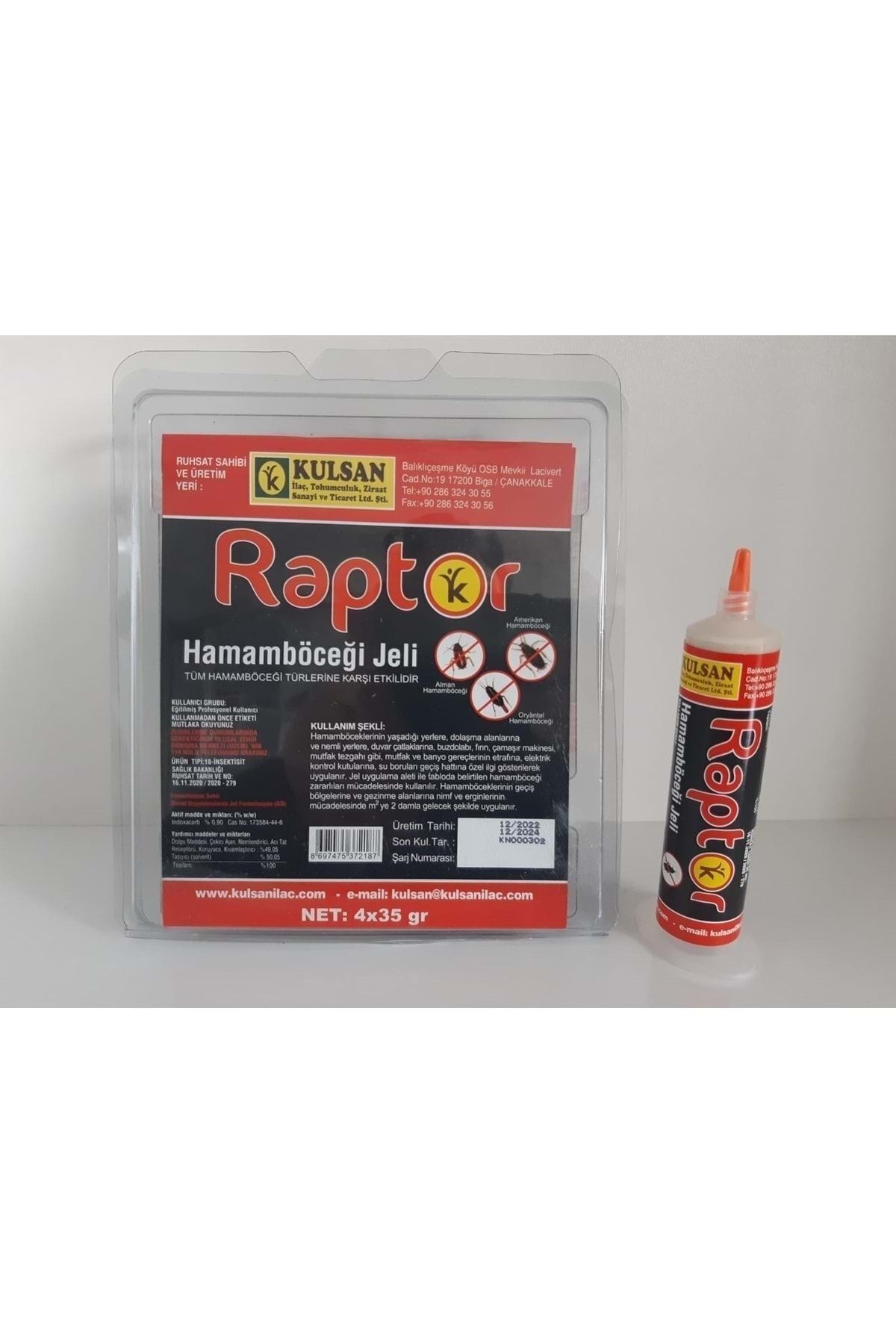 Kulsan İlaç Raptor 35 gr Hamamböceği Kalorifer Böceği Jeli