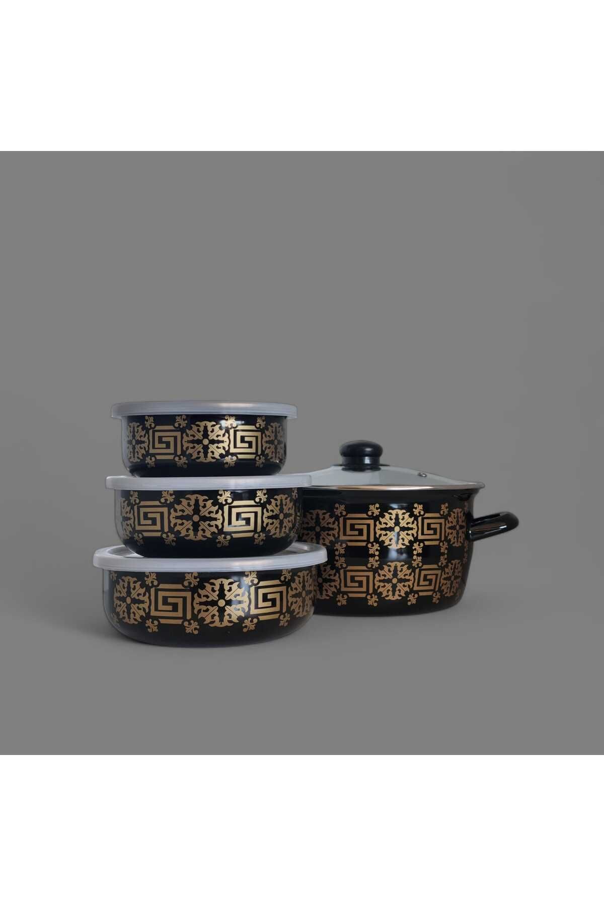 emaye kızartma tenceresi 22 cm ve 3 lü saklama takımı 14 cm 16 cm 18 cm emaye kase tabak