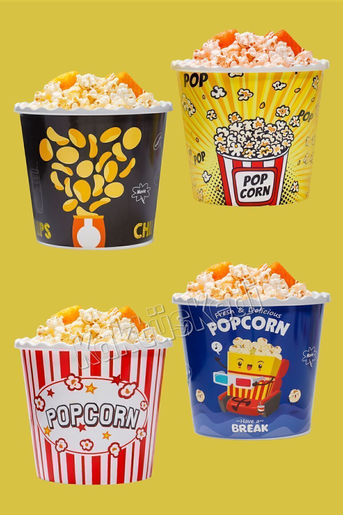 KaktüsKedi-4 Popcorn Buckets| Popcorn Box Set 6