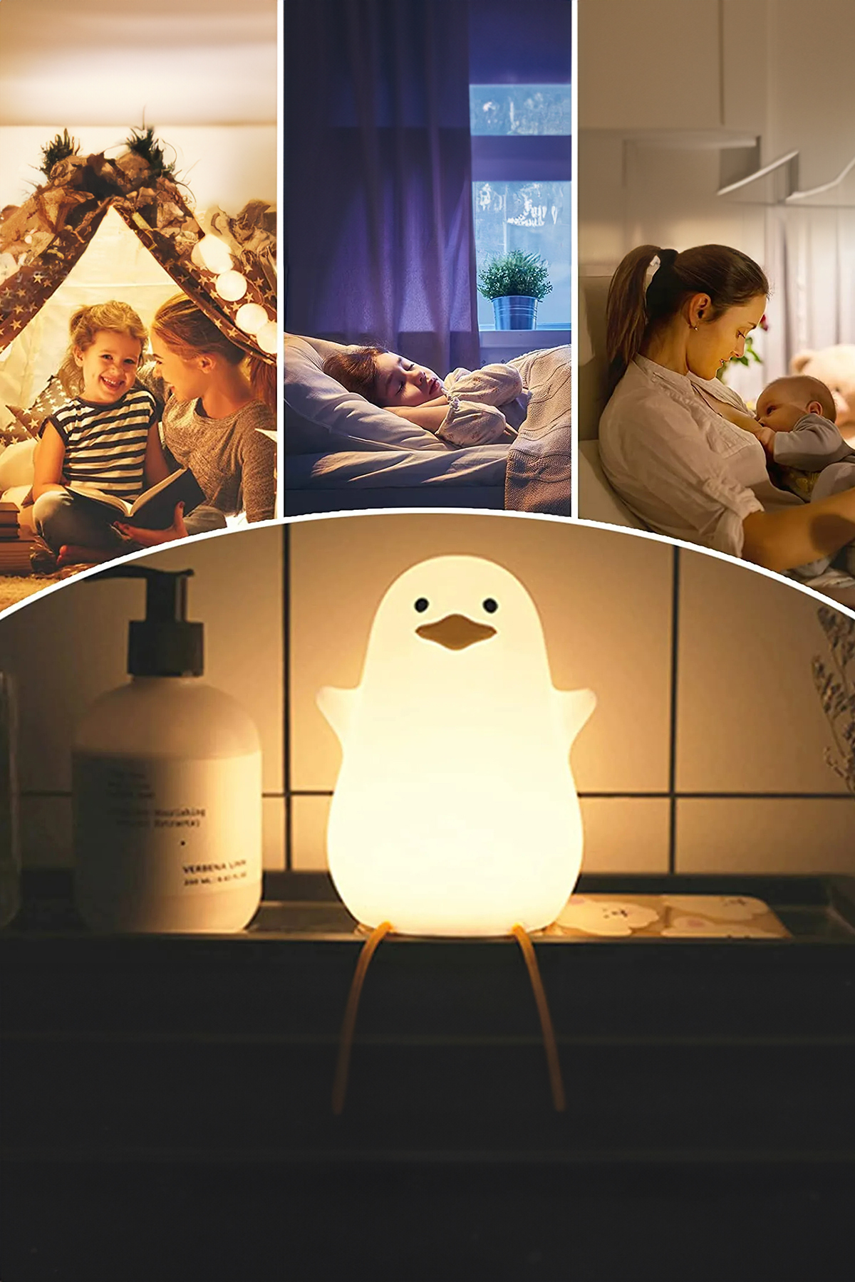 MOBEE Çocuk Bebek Odası Gece Lambası LED Işıklı Sevimli Figürlü Dokunmatik Silikon Pet Şarjlı fotoğrafı 5 (önizleme)