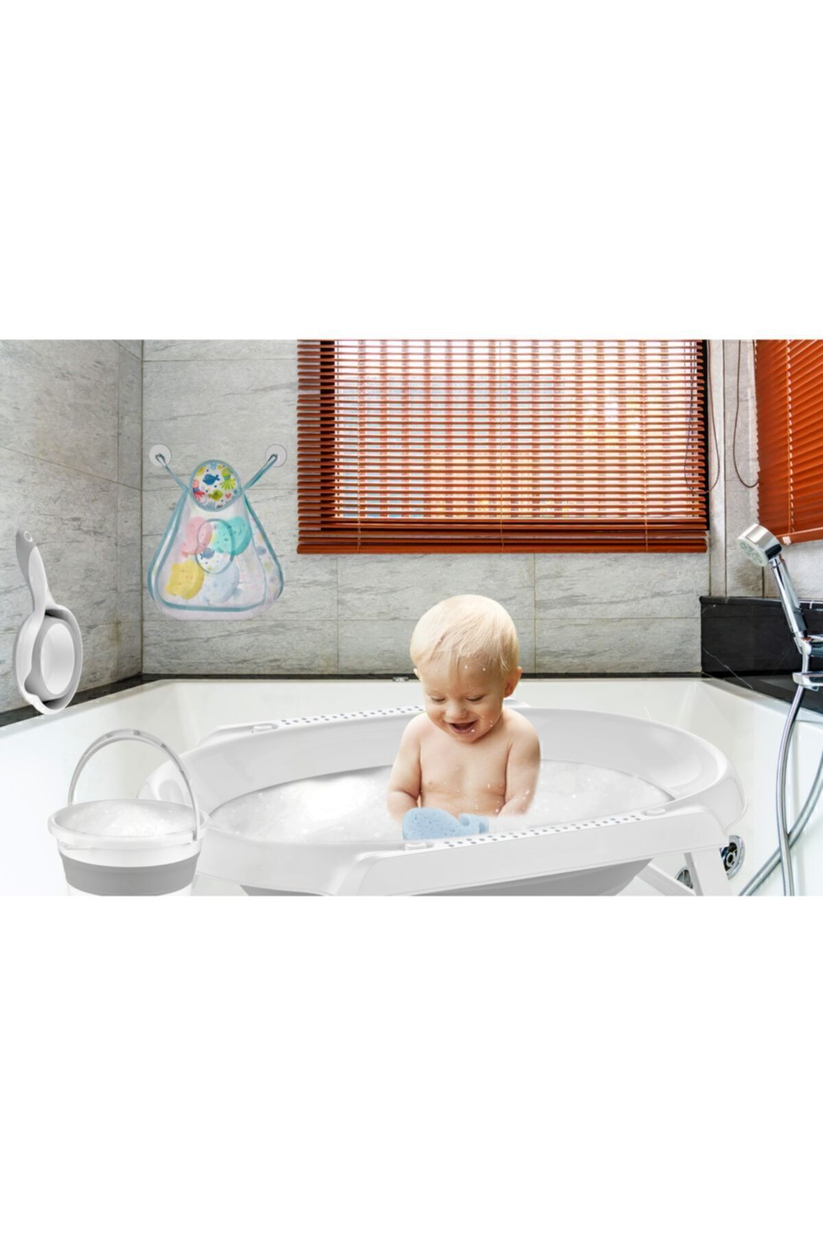 Babyjem Katlanır Banyo Seti - Mavi Fileli fotoğrafı 2 (önizleme)