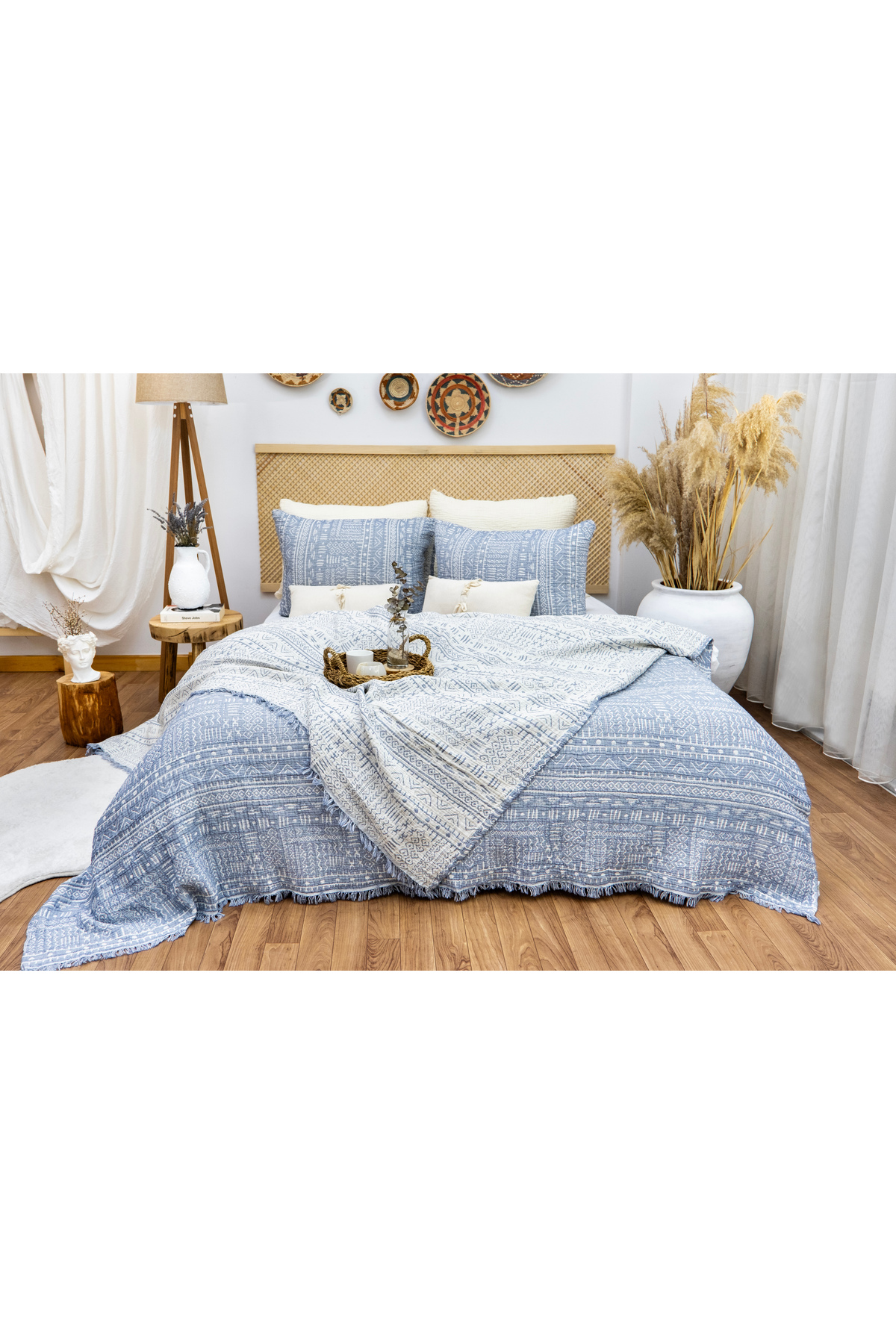 Aztek Desen 4 Katlı Multi Muslin %100 Pamuk Çift Kişillik 230x250 Cm Battal Boy 4