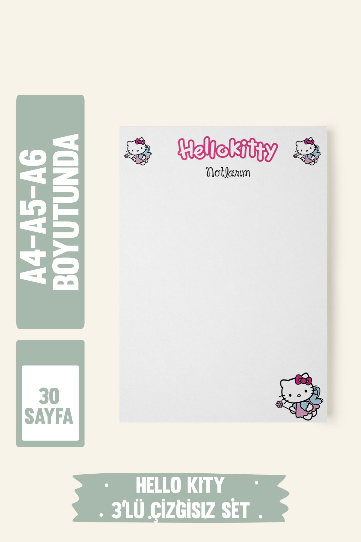 Srctech-Hello Kity Planner Notepad A4/A5/A6 Size Set of 3 Unlined 1