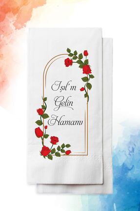 nna tasarım 50 Adet Kişiye Özel Isim Baskılı Gelin Hamamı Peçetesi(P24-50)