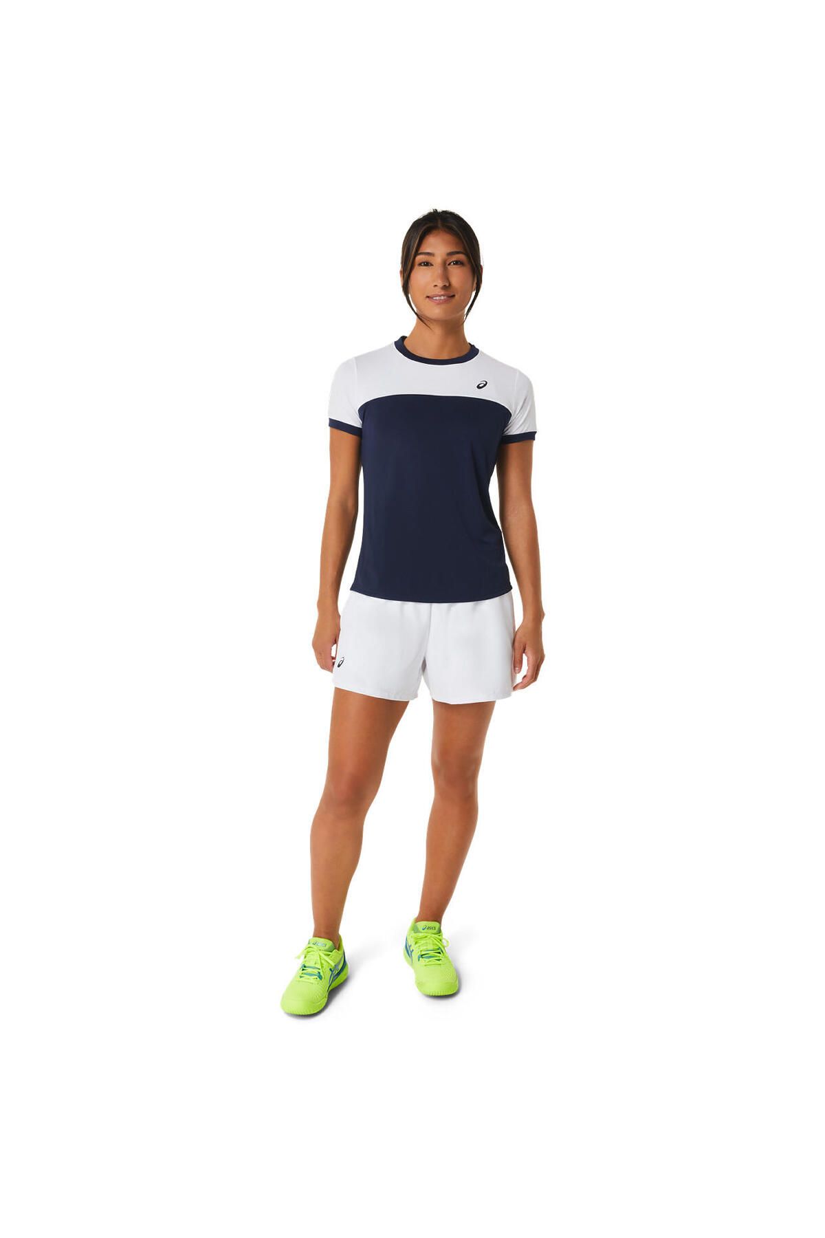 Asics Women Court Ss Top Kad n Lacivert K sa Kollu Tshirt 2042A262 402 Kad n Giyim