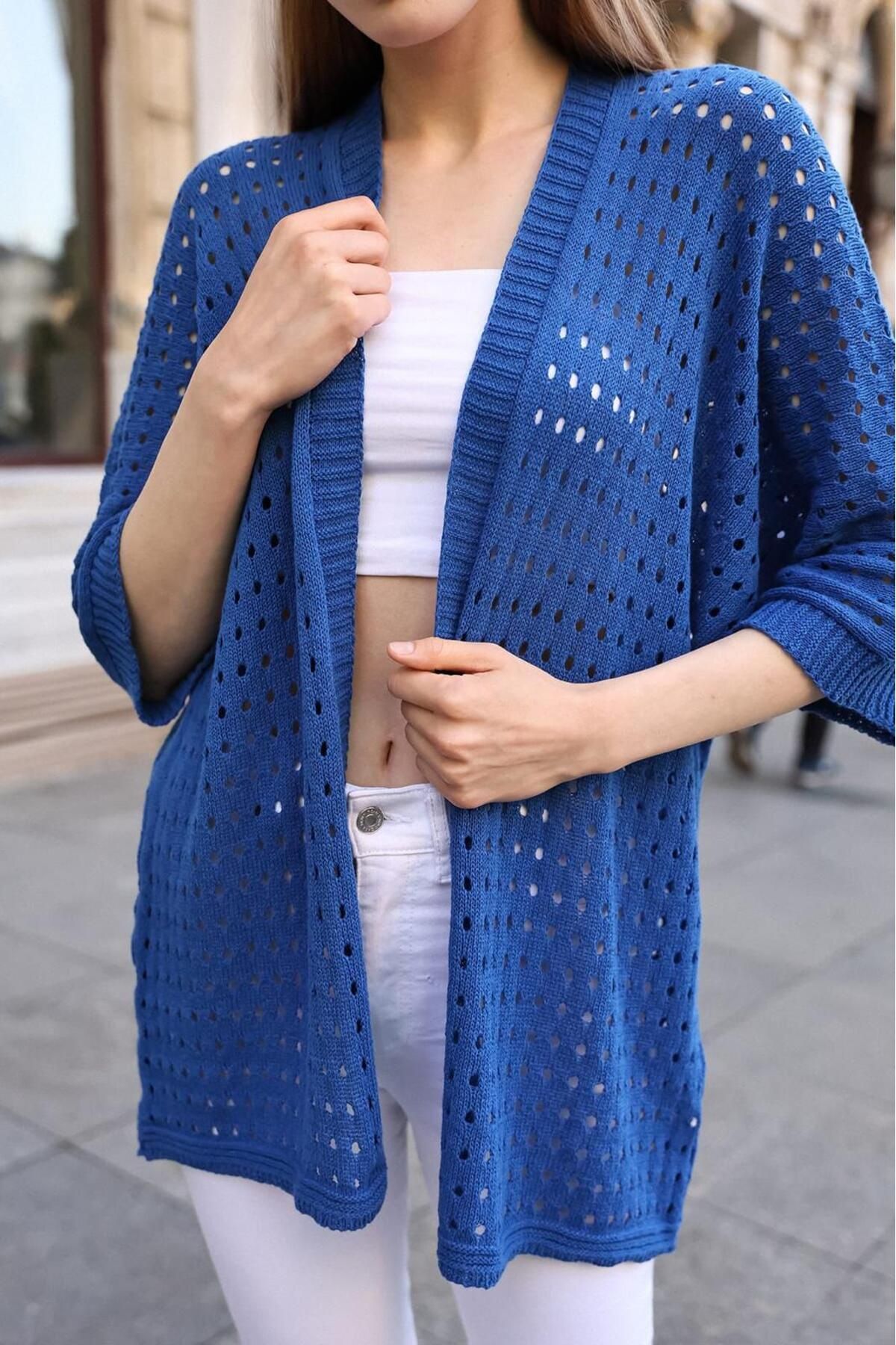 Overbazaar-Bodyless Knitwear Cardigan - Perforated and Buttonless 3