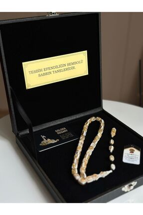 Kehribarstore Özel Yazılı, Özel Kutulu Altın Parçacıklı Tesbih Erkek Hediye S...