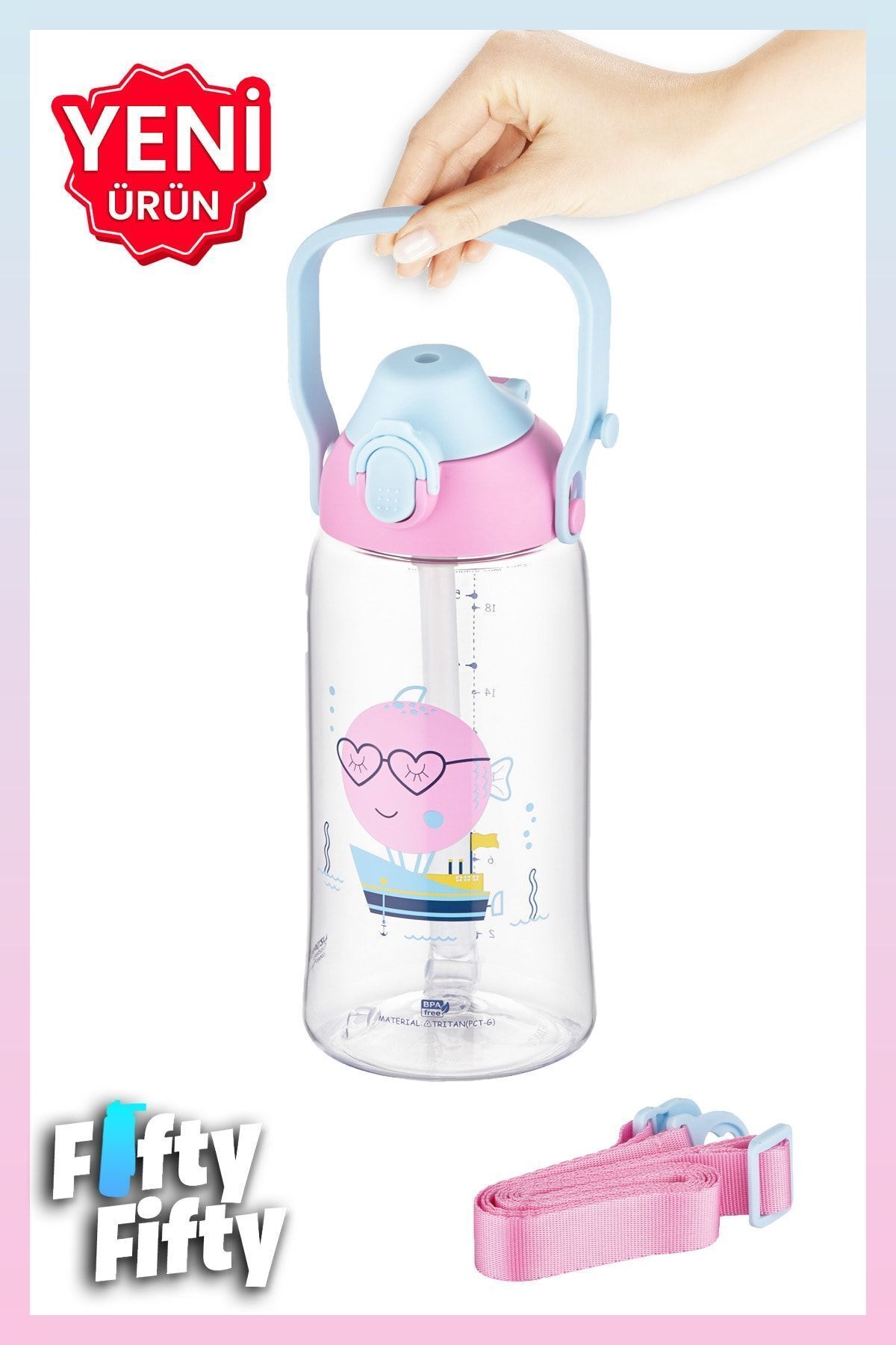 قمقمه ورزشی صورتی دخترانه و پسرانه بچگانه 730ml Tritan یک پوشش دو برابر استفاده از Pipetli Hingle Hanger Hange دستگاه جریان آب ان Uzspace