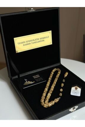 Kehribarstore Özel Yazılı, Özel Kutulu Altın Parçacıklı Tesbih Erkek Hediye S...