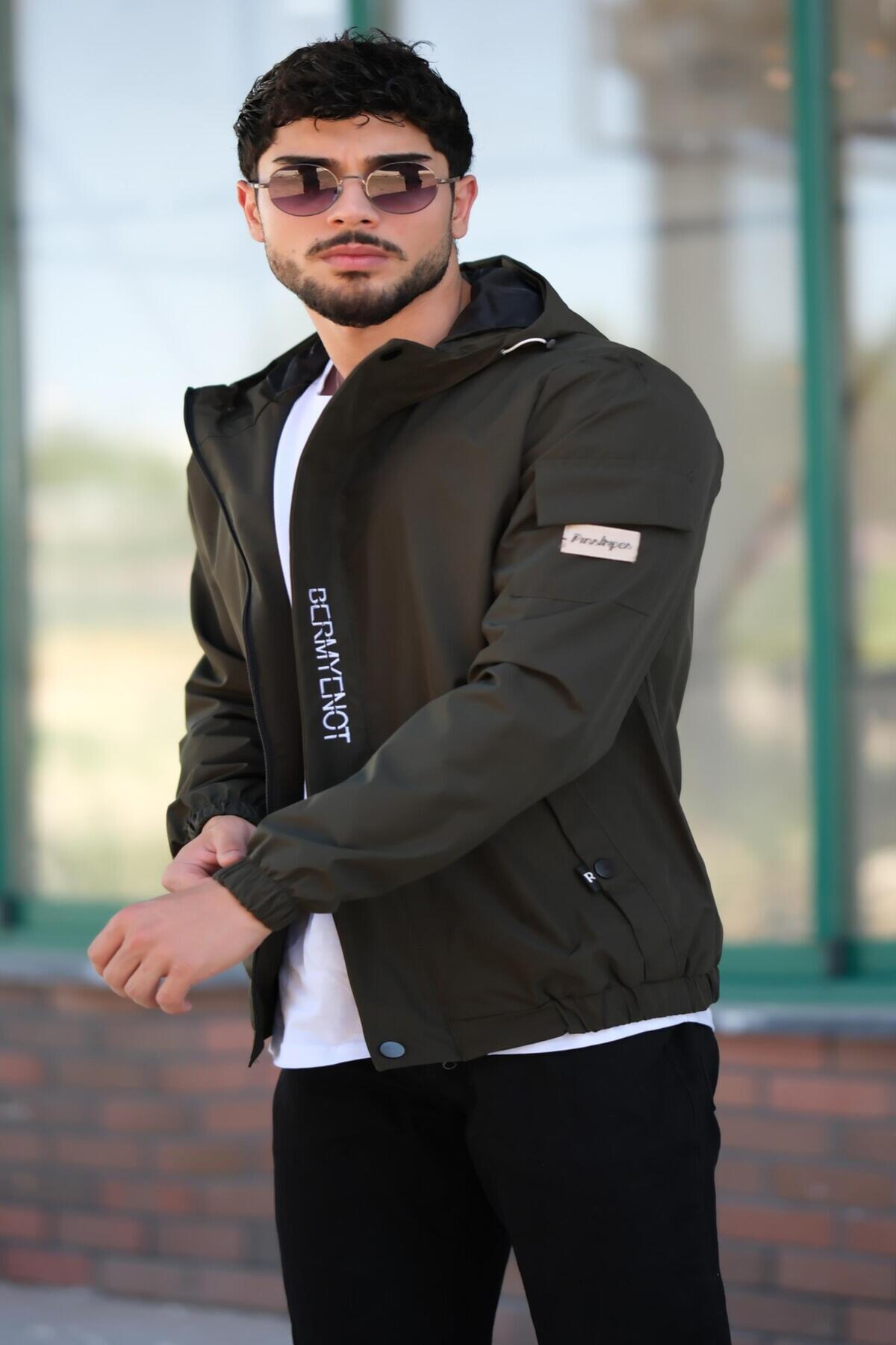 Stilkombin  Kol Cepli Baskılı Spor Likra Kumaş Yağmurluk Mevsimlik PLDP 2968