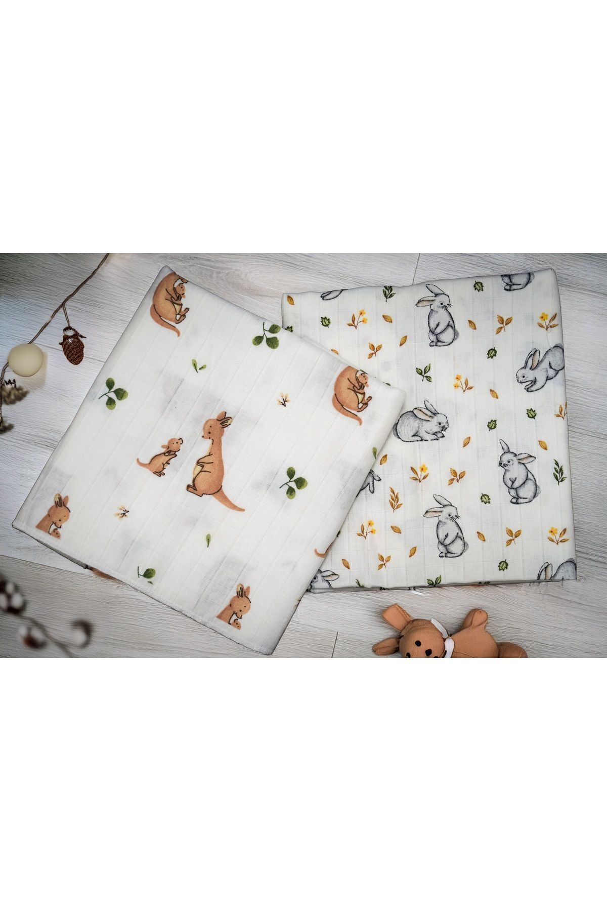 Ferdys-Set of 2 100% Cotton Organic Muslin Blanket - 80x90 2