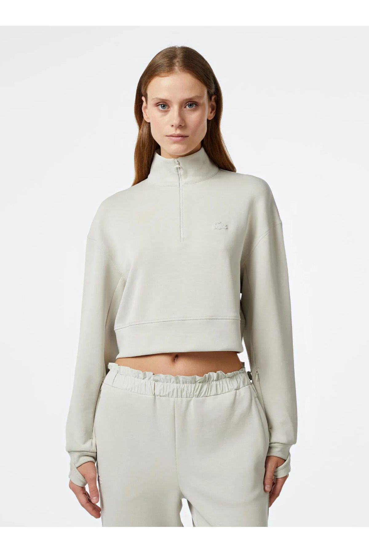 Cropped half zip clearance
