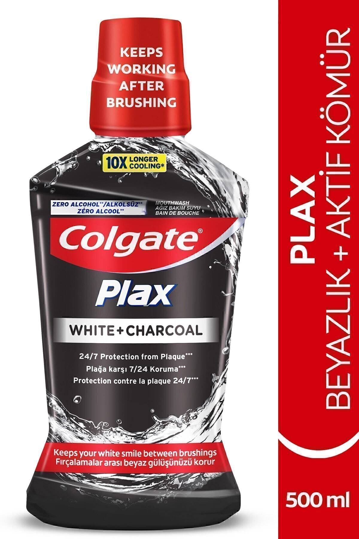 Colgate Plax Beyazlık + Aktif Kömür Beyazlatıcı Ağız Bakım Suyu 500 ml