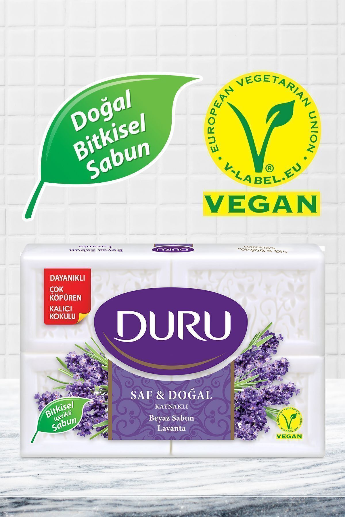 صابون سفید 16 تکه اسطوخودوس خالص و منبع طبیعی 4x600 گرم Duru