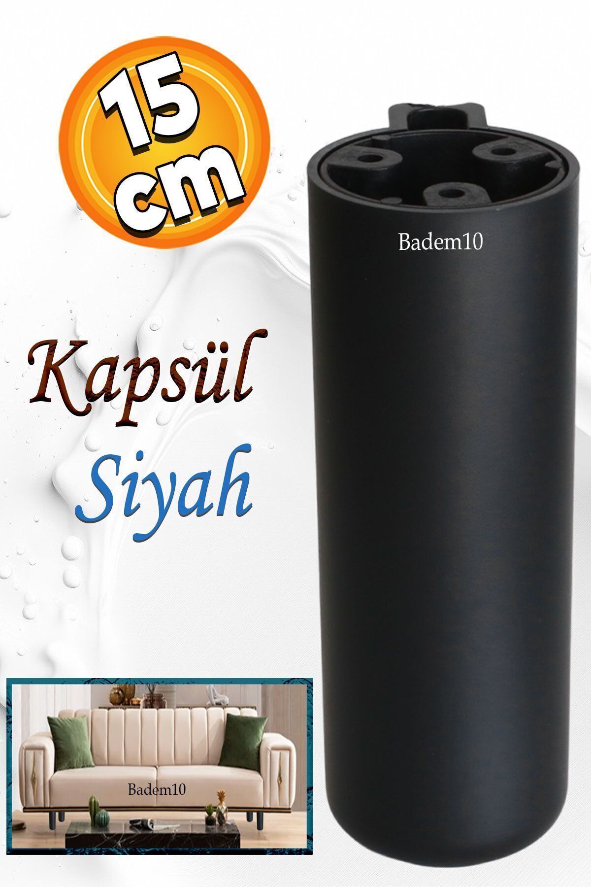 Capsule Bohemian (PREMİUM) Black 15 Cm Furniture Sofa Tv Unit Seat Base Legs