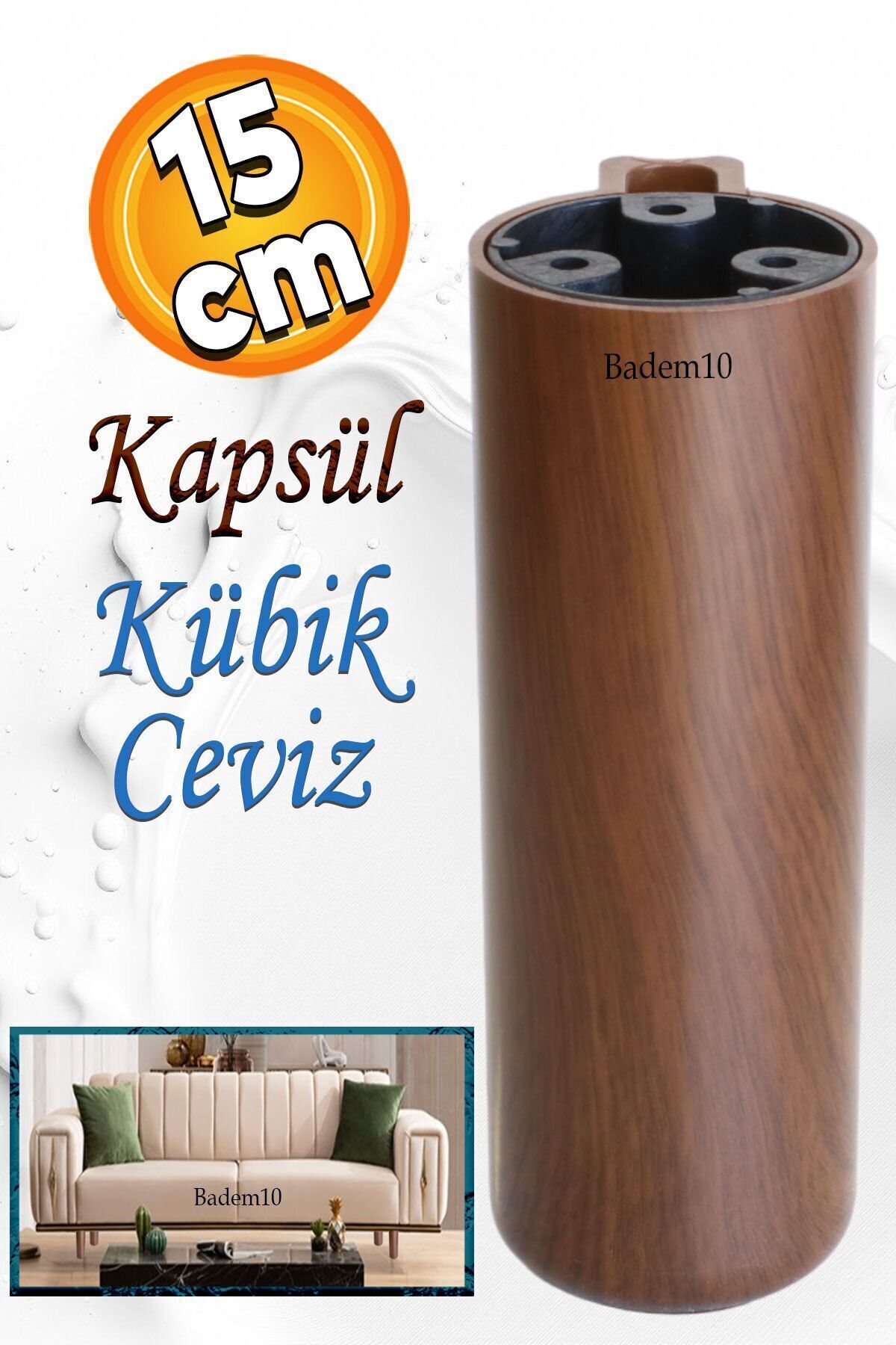 Capsule Bohemian (PREMİUM) Dark Walnut 15 Cm Furniture Sofa TV Unit Sofa Base Legs