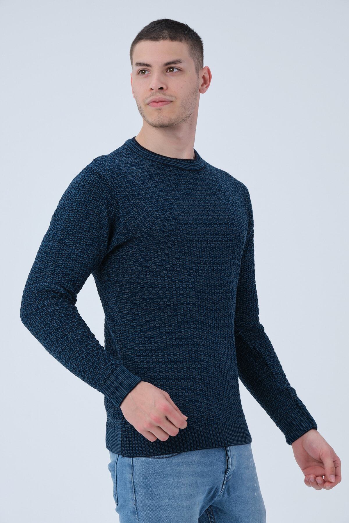 بافت و پلیور مردانه آبی 1000LAKE | 703022 اورجینال - تصویر 3