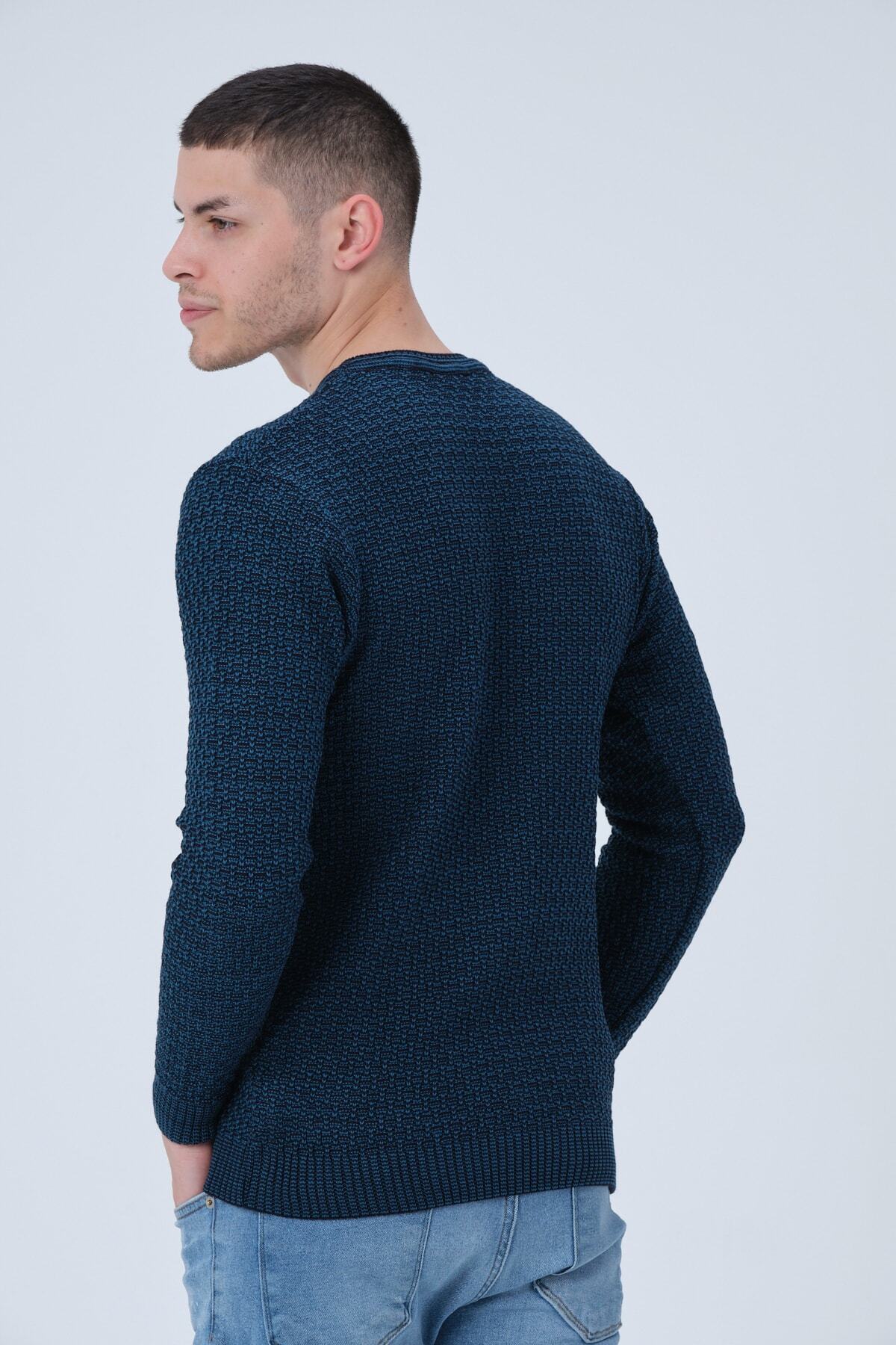بافت و پلیور مردانه آبی 1000LAKE | 703022 اورجینال - تصویر 5