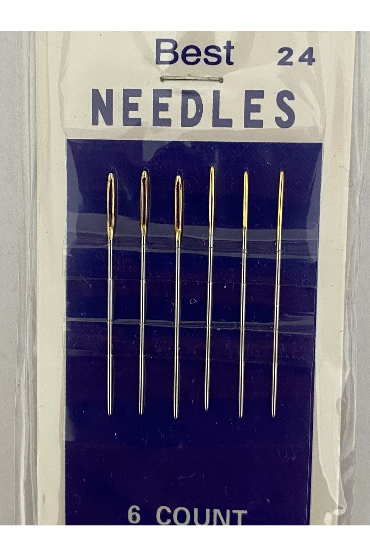 Hand Embroidered Needle Lace Needle No:24. Pack of 6.