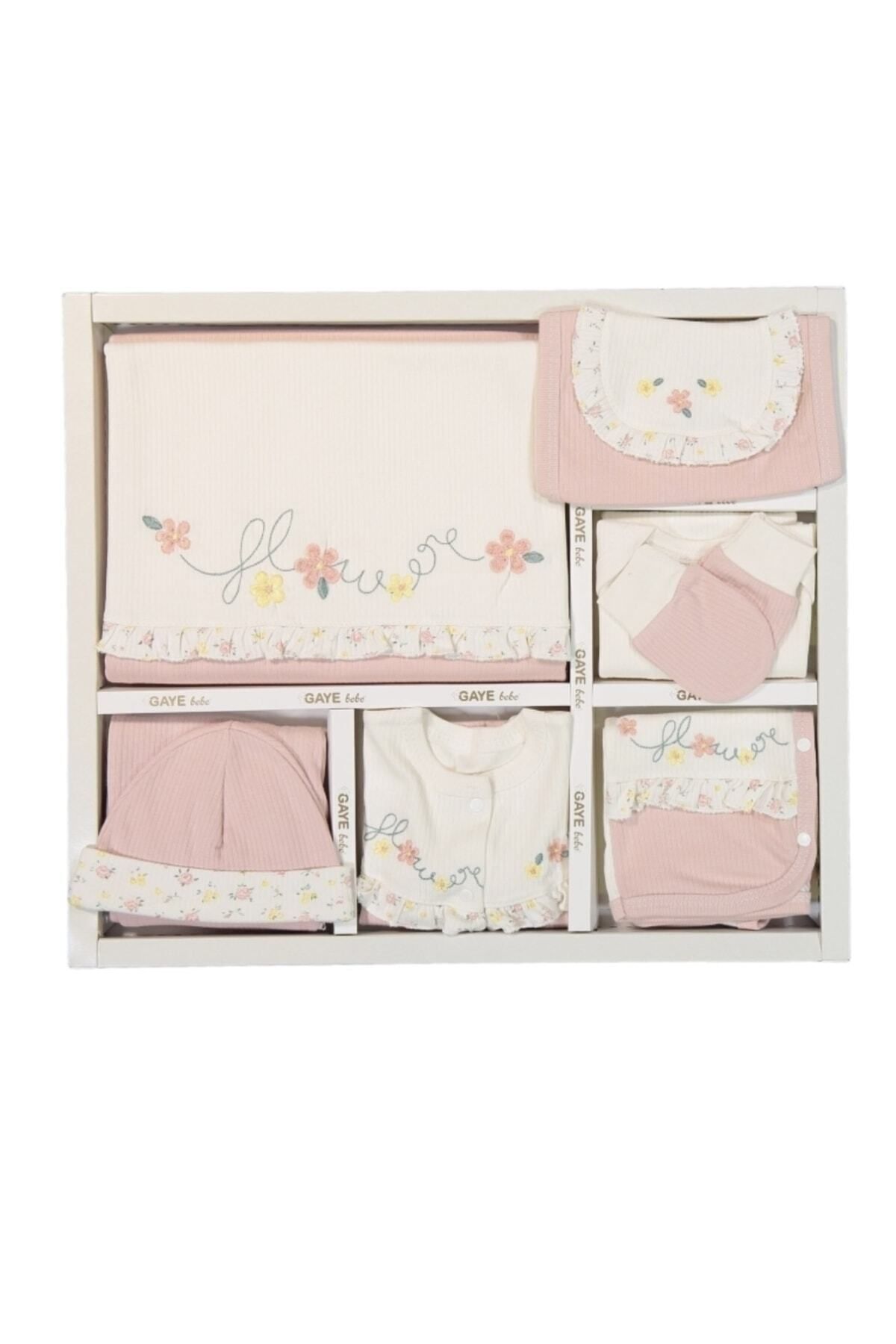 Cherub Baby Flower Çiçek Nakışlı %100 Pamuk Yenidoğan Kız Bebek 10 Parça Hastane Çıkışı Zıbın Set fotoğrafı 4 (önizleme)