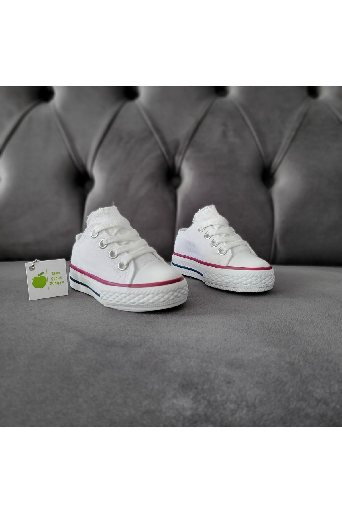 elma bebe Unisex Kız Erkek Bebe Çocuk Kısa Bağcıklı Kanvas Keten Sneaker Spor Ayakkabı fotoğrafı 3 (önizleme)