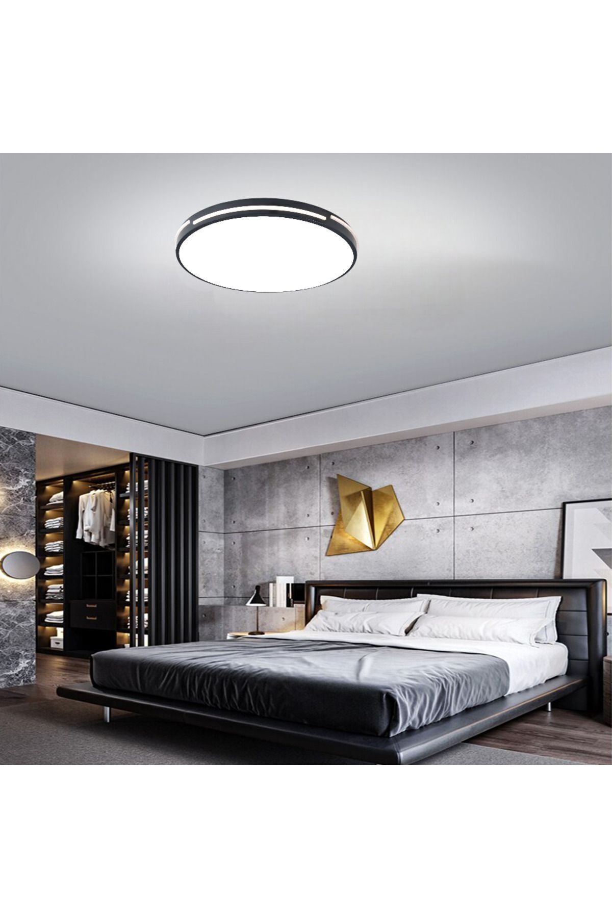 CATLUZ-مصباح أكريليك بشريط أنثراسايت 50 سم - 3 ألوان إضاءة، سقف LED خافت يمكن التحكم فيه، إضاءة حديثة 1