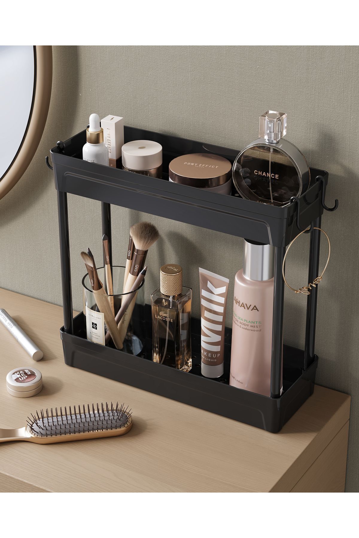 ATA HOME-Rafata 2-Tier Hanger Bathroom Organizer - Non-Slip Base Under-Sink Organizer 5