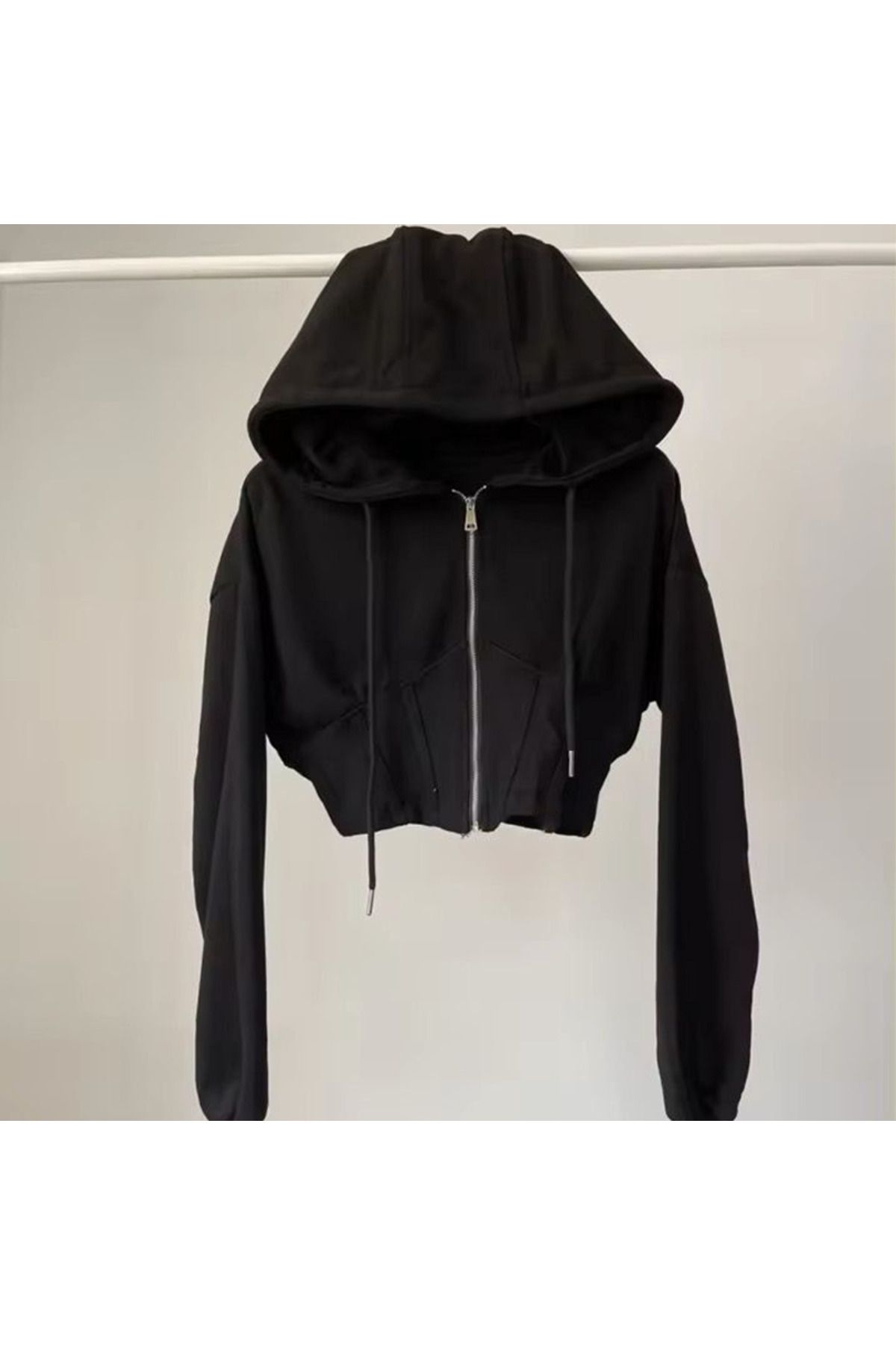 Crop top hoodie black on sale